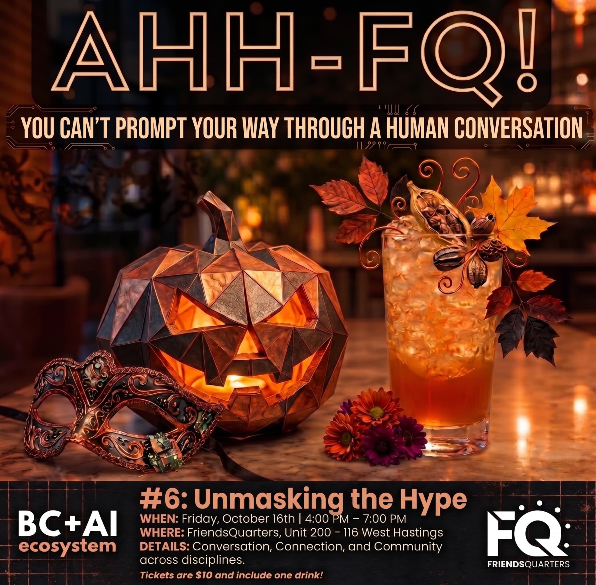 Luma event cover for AI Happy Hour at FriendsQuarters #6