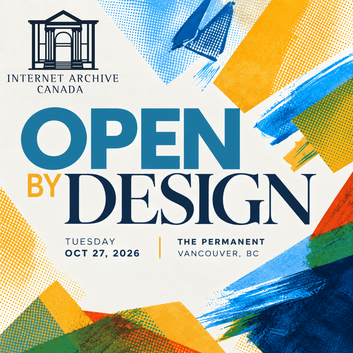 Luma event cover for Open by Design: Tools for Participation, an evening with Internet Archive Canada