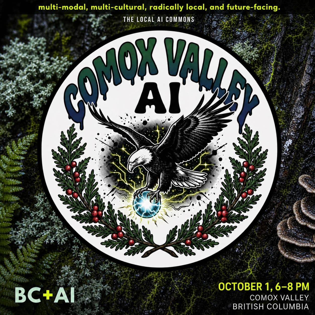 Comox Valley AI cover for The Local AI Commons: October 6, 6–8 PM.