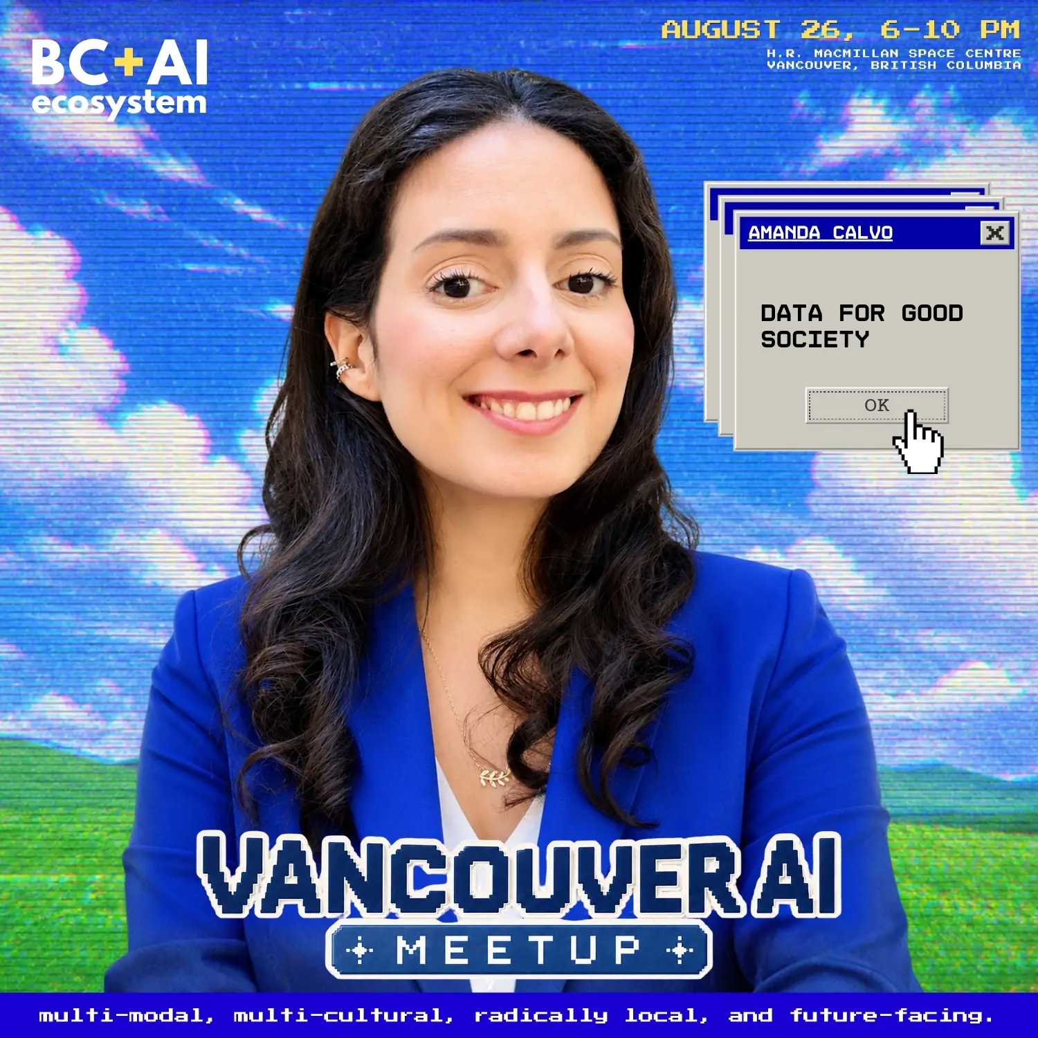 Amanda Calvo on the campaign artwork for Vancouver AI Meetup 32.