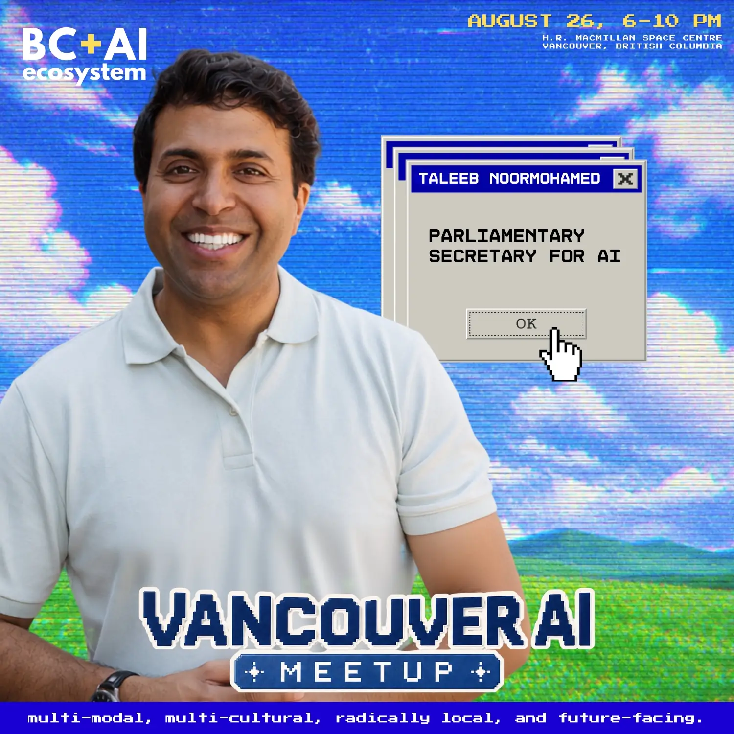 Taleeb Noormohamed on the campaign artwork for Vancouver AI Meetup 32.