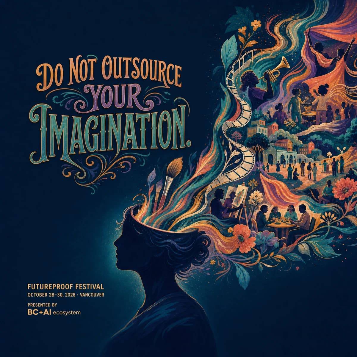 Futureproof Festival poster reading Do not outsource your imagination