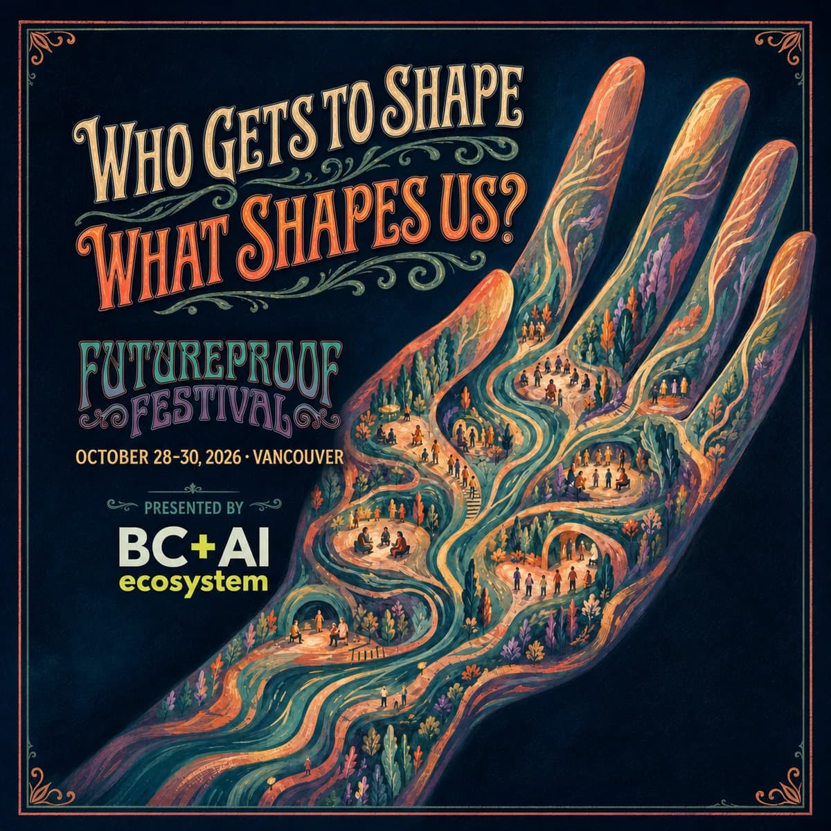 Futureproof Festival poster asking Who shapes the systems that shape us