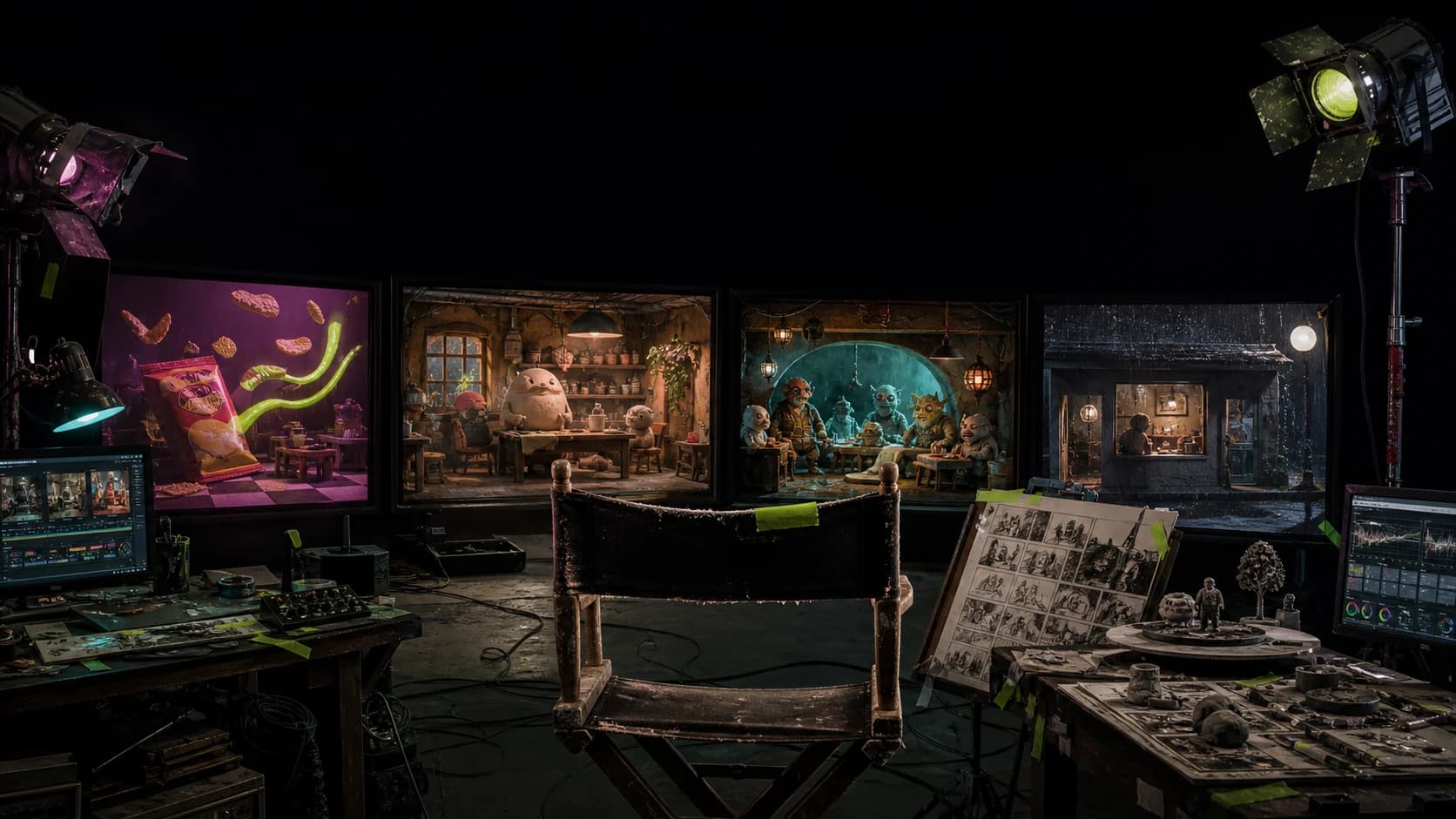 Director’s chair in an animation production studio