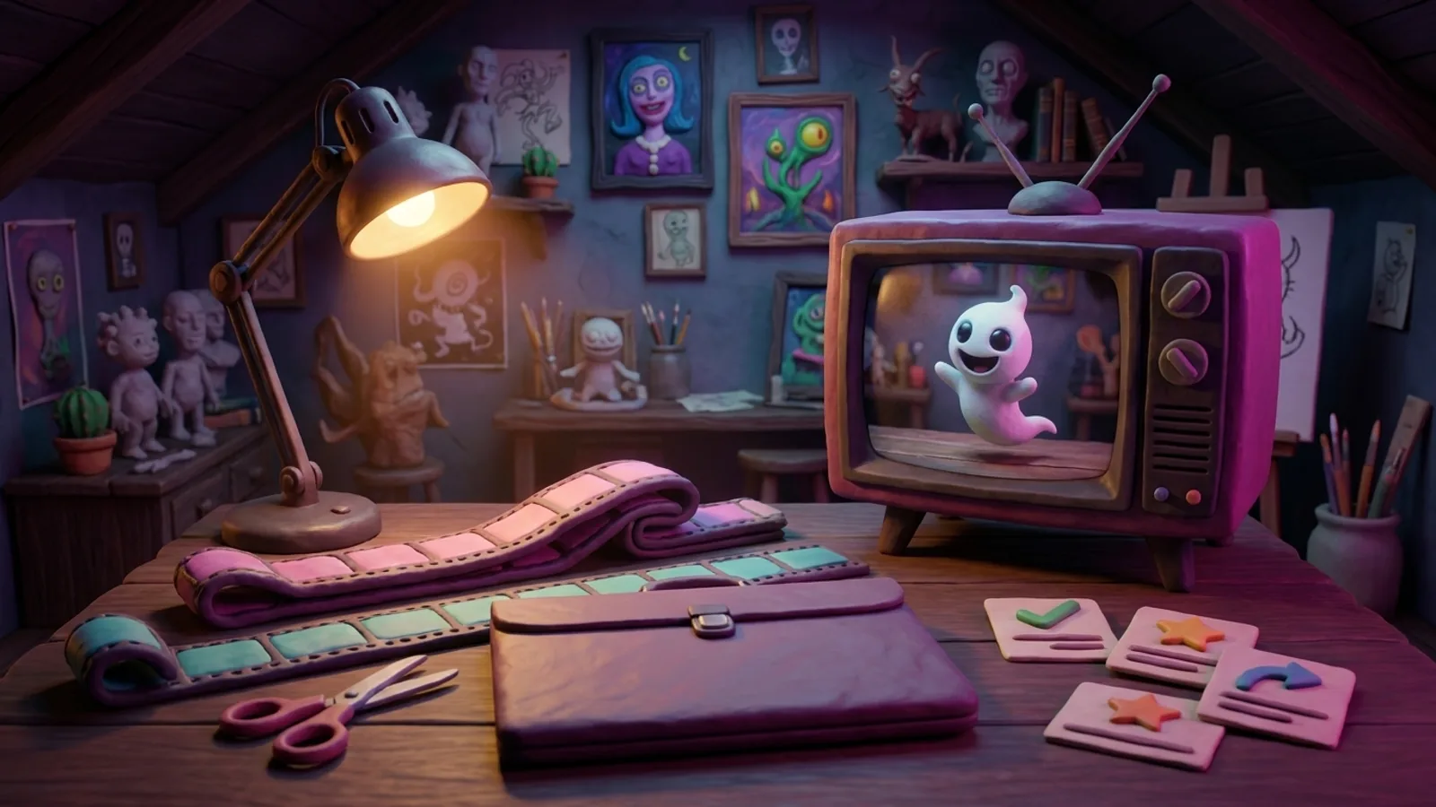 Tiny Ghost review station with edit notes, polish passes, and final checks.