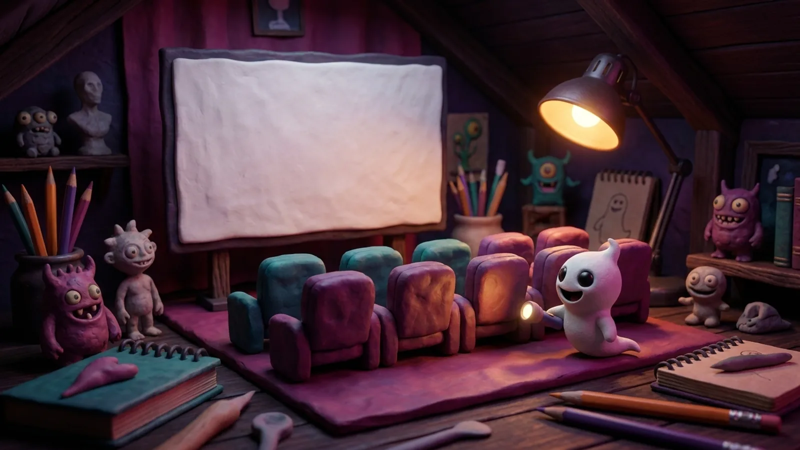 A screening room set up for sharing a finished animation.
