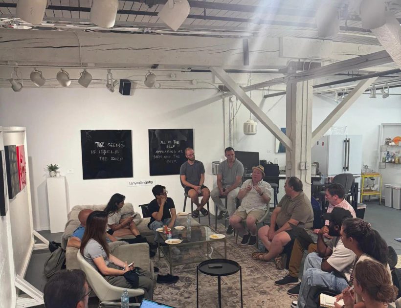Social card for the BC + AI response page on AI transparency, built from the August 4 room photo.